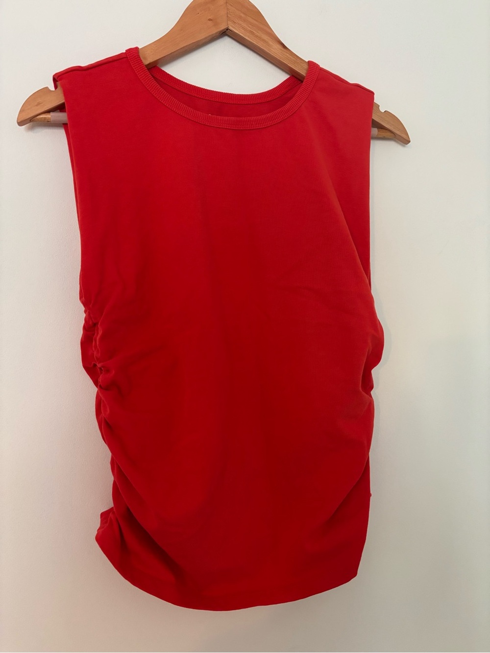 LOFT Orange-Red Sleeveless Ruched Tank
